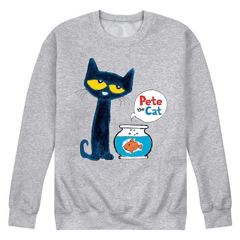 Men's Pete the Cat Pete and Goldfish Fleece Sweatshirt, Size: XXL, Grey Gray Product Image