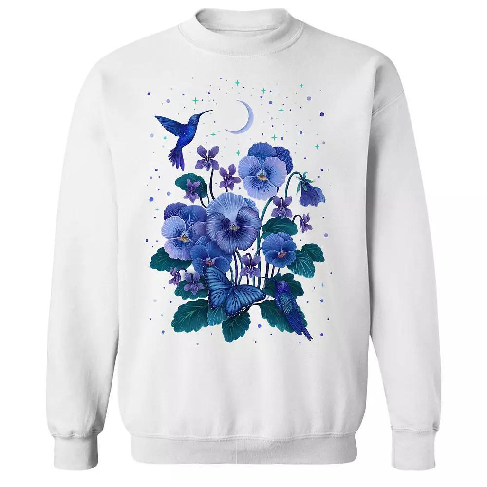 Junior's Violet Graphic Fleece Sweatshirt, Women's, Size: Large, White Product Image