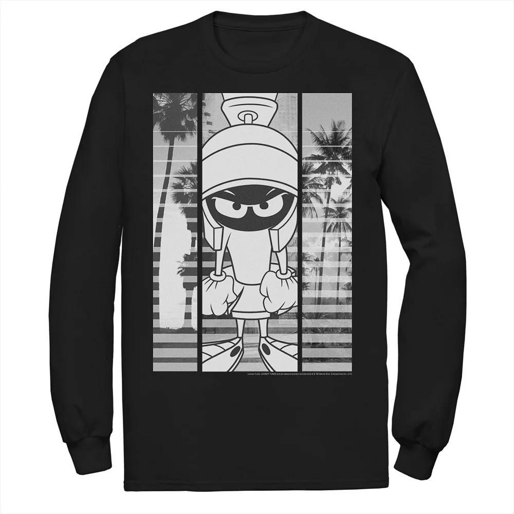 Men's Looney Tunes Marvin The Martian Grey Scale Panels Tee,  Product Image