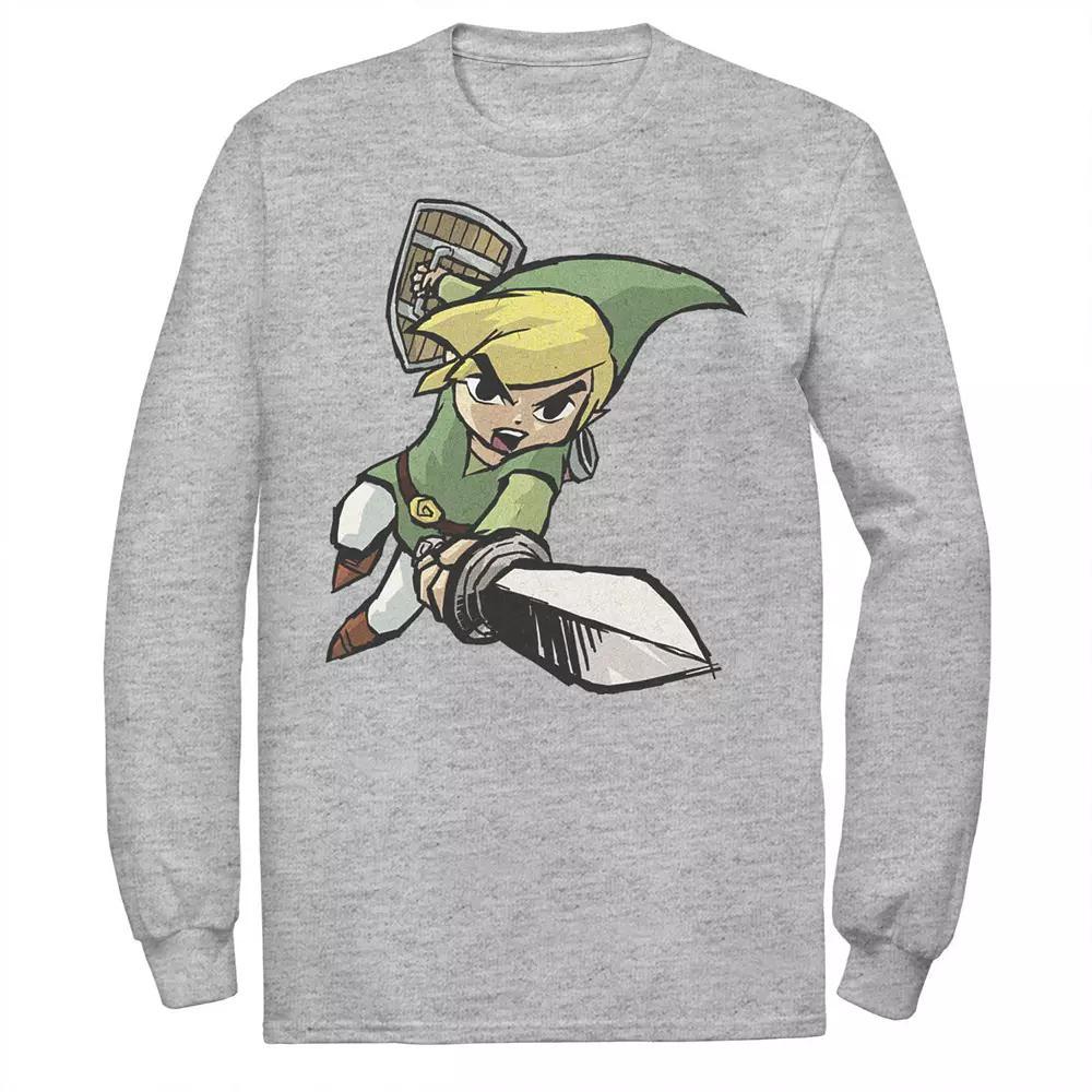 Men's Nintendo Legend Of Zelda Link Action Pose Sketch Logo Sweatshirt,  Product Image