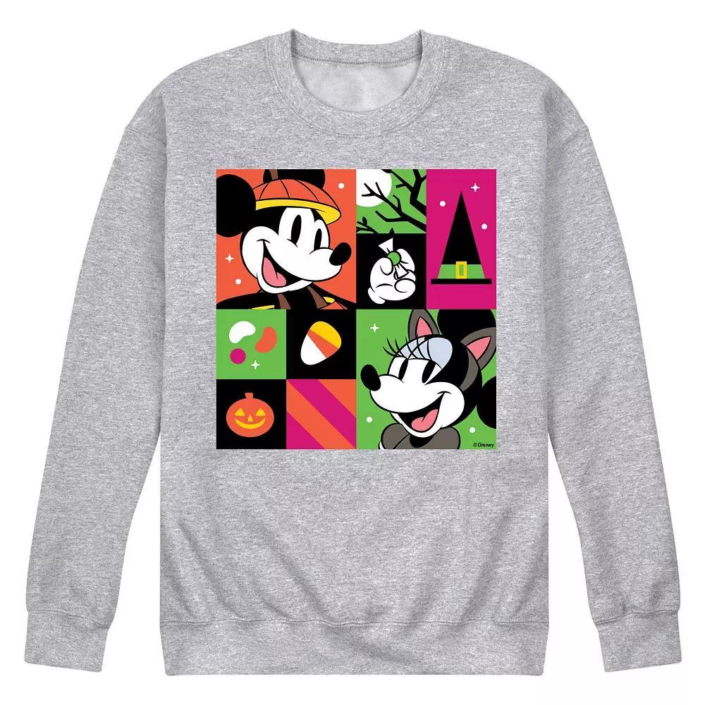 Disney's Mickey & Minnie Mouse Men's Trick Or Treat Grid Fleece Sweatshirt, Size: Medium, Gray Product Image