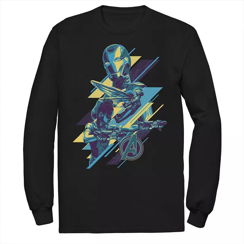 Mens Marvel Avengers Endgame Abstract Blue Hue Group Shot Logo Long Sleeve Graphic Tee Product Image