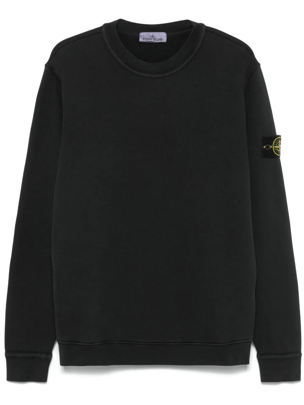 STONE ISLAND Crewneck Cotton Sweatshirt In Black Product Image