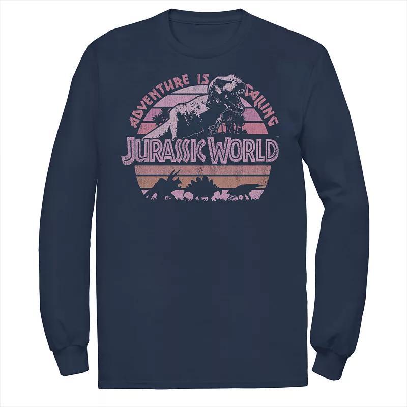 Mens Jurassic World Retro Adventure Calls T-Rex Long Sleeve Graphic Tee Product Image