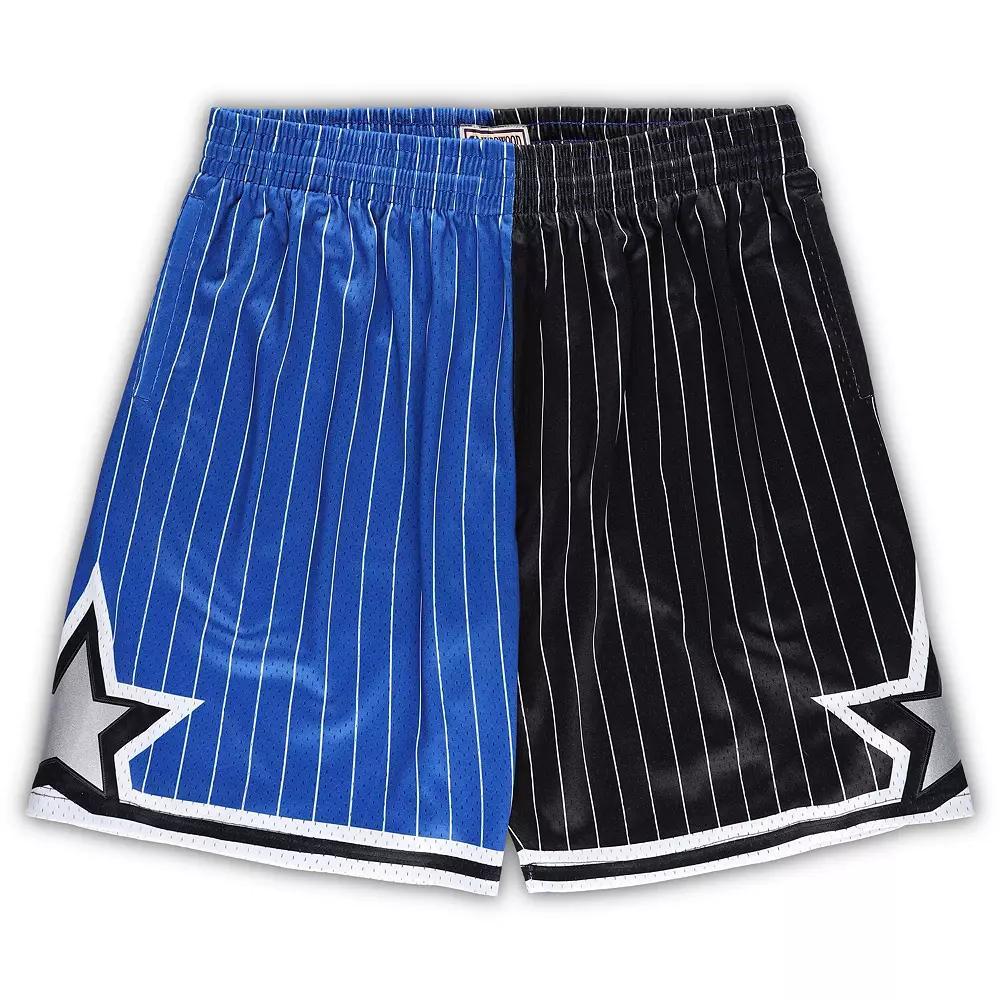 Men's Mitchell & Ness Blue/Black Orlando Magic Big & Tall Hardwood Classics Split Swingman Shorts,  Product Image