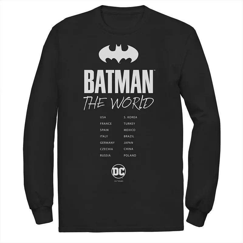 Men's Batman: The World White Bat Logo Stamp Tee, Boy's, Size: XL, Black Product Image