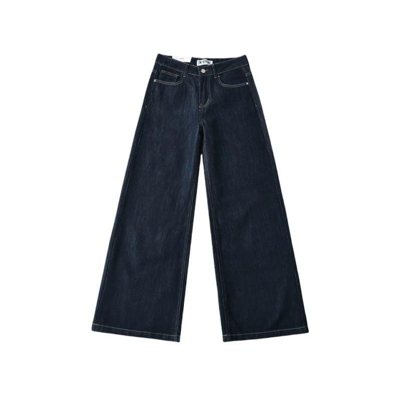 High Waist Unwashed Wide Leg Jeans (Various Designs) Product Image