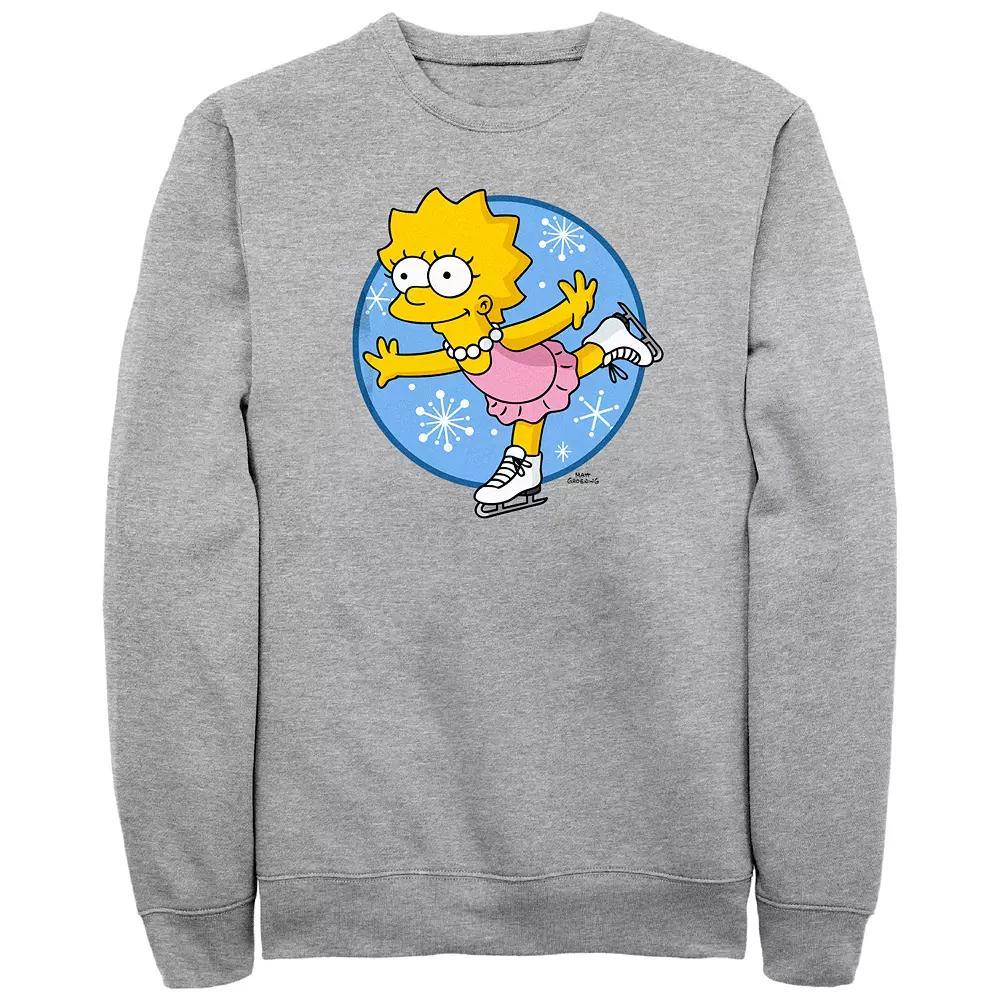 Men's The Simpsons Lisa Ice Skating Princess Graphic Fleece, Size: Medium, Athletic Grey Product Image