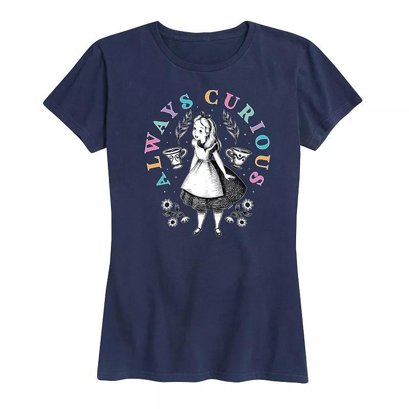 Disney's Alice in Wonderland Women's Always Curious Graphic Tee, Girl's, Size: Small, Grey Blue Product Image