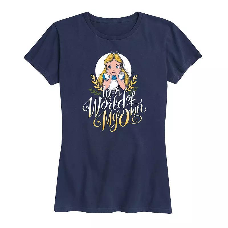 Disneys Alice in Wonderland Womens In A World Of My Own Graphic Tee, Girls Blue Product Image