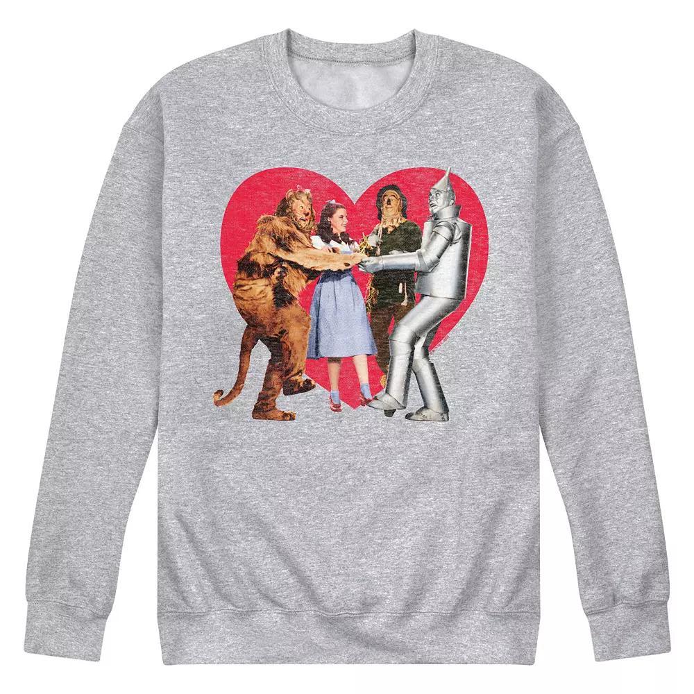 Men's Wizard Of Oz Group Photo Heart Fleece Sweatshirt, Size: XXL, Grey Gray Product Image