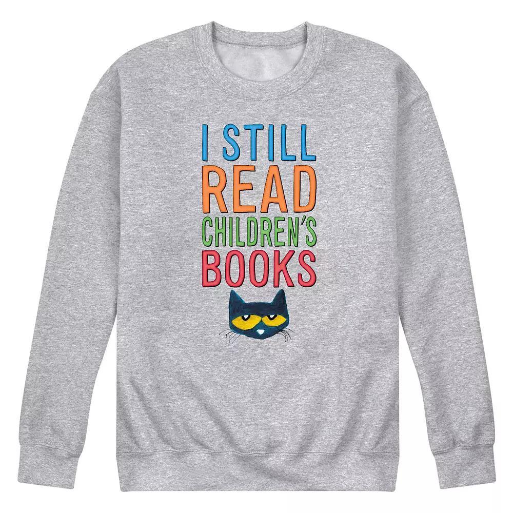 Men's Pete the Cat I Still Read Books Fleece Sweatshirt, Size: XXL, Grey Gray Product Image