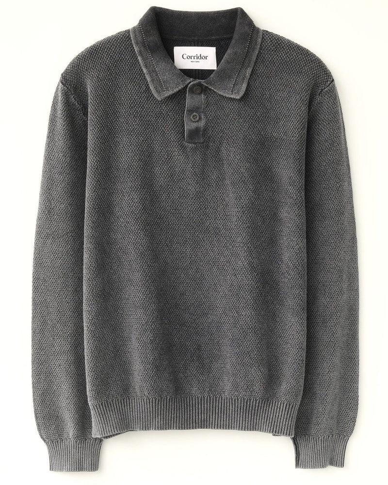 LS Rice Stitch Polo - Black Product Image