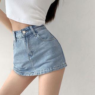 High-Waist Denim Skort Product Image