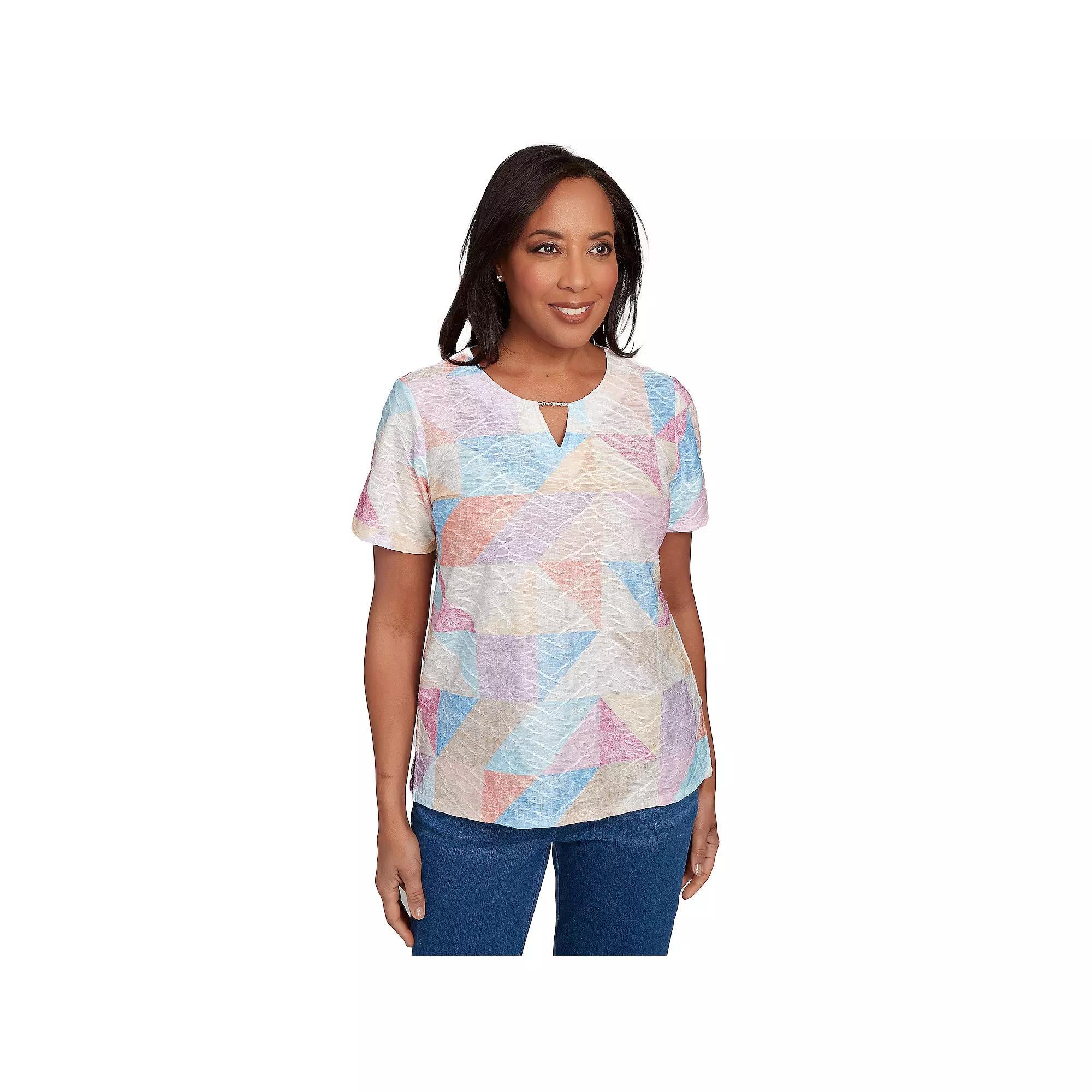 Women's Alfred Dunner Geometric Patchwork Tee,  Product Image