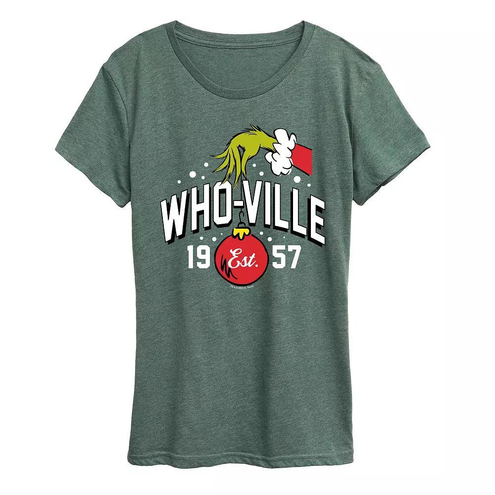 Women's Dr. Seuss Who-Ville Grinch Hand Graphic Tee,  Product Image