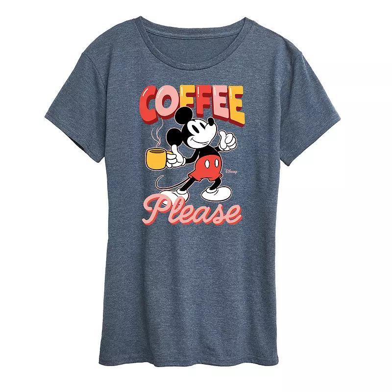 Disney's Mickey Mouse Plus Coffee Please Graphic Tee, Women's, Size: 4XL, Grey Blue Product Image