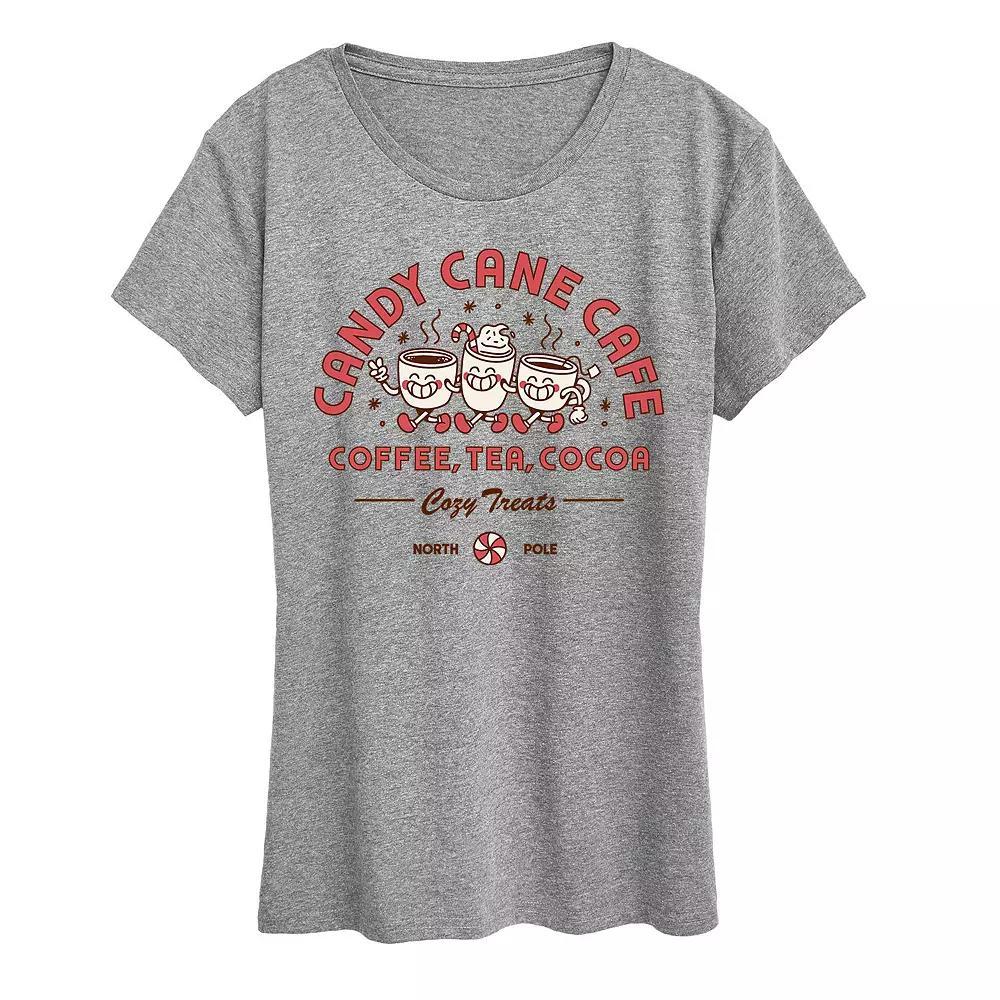 Women's Candy Cane Cafe Graphic Tee, Girl's, Size: XL, Grey Gray Product Image