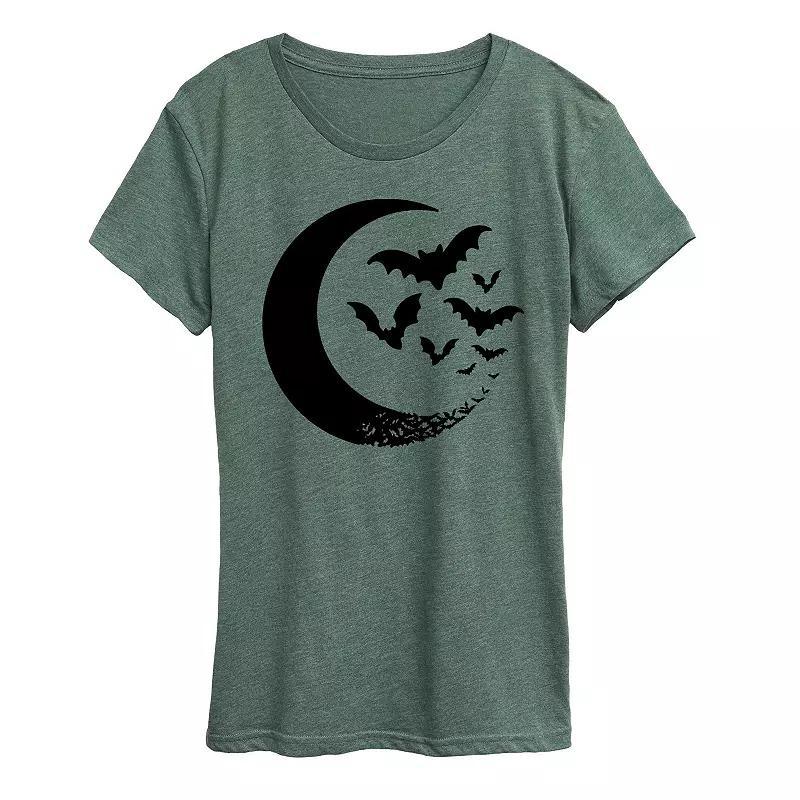 Women's Crescent Moon Bats Halloween Tee, Girl's, Size: XL, White Product Image