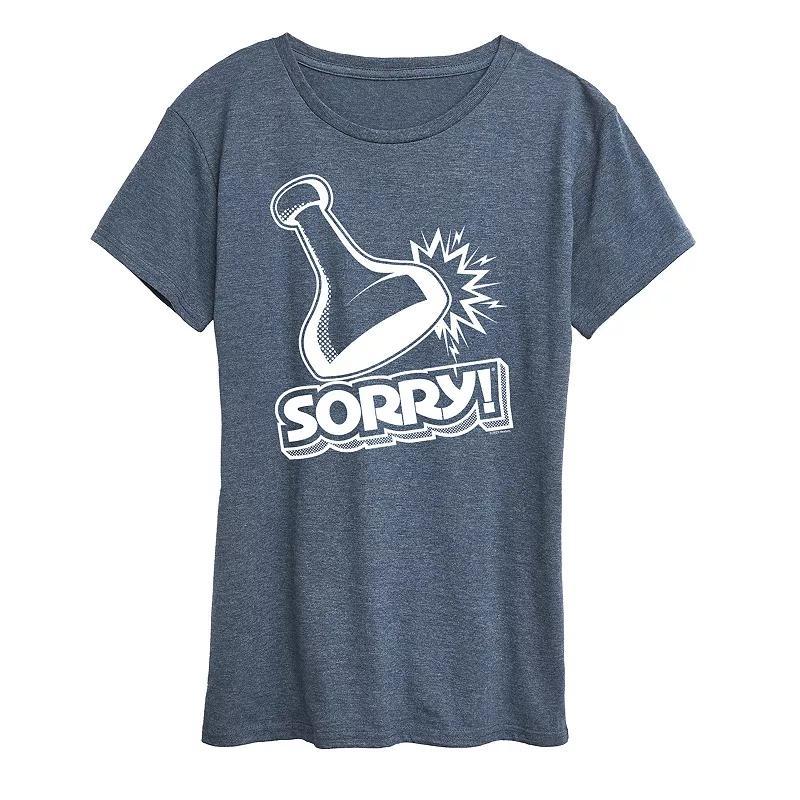 Women's Sorry Game Piece Graphic Tee by Hasbro, Size: XL, Grey Gray Product Image