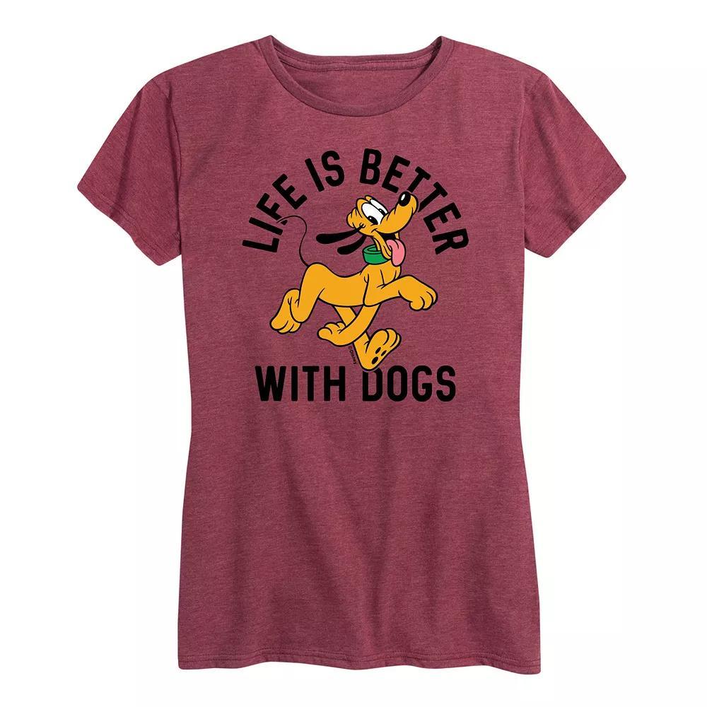 Disney's Pluto Women's Life Is Better With Dogs Graphic Tee,  Product Image