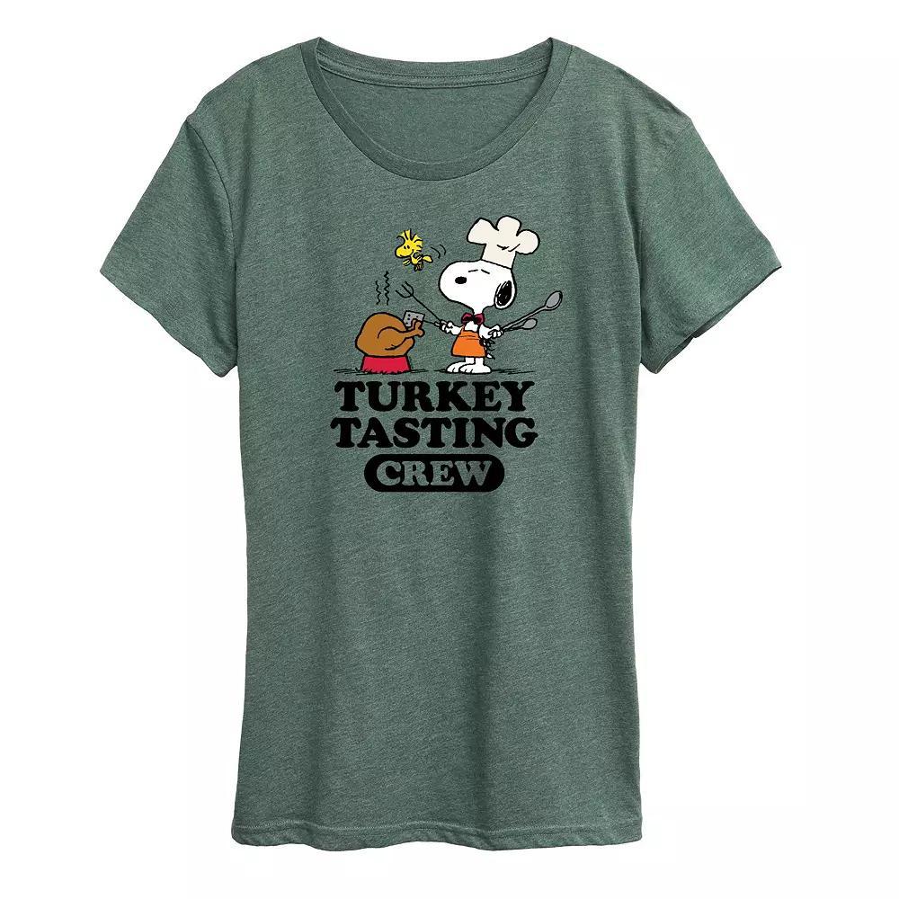 Women's Peanuts Snoopy & Woodstock Turkey Tasting Crew Graphic Tee, Girl's,  Product Image