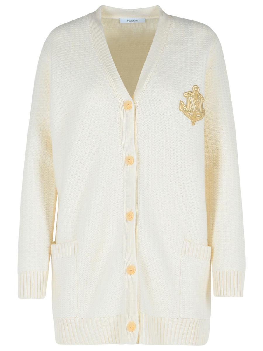 MAX MARA Ravello Knit Long Cardigan In White Product Image