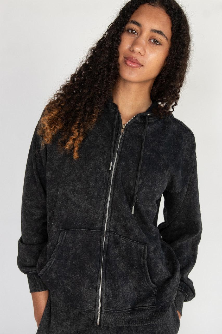 Stone Wash Oversized Zip Up Hoodie Product Image