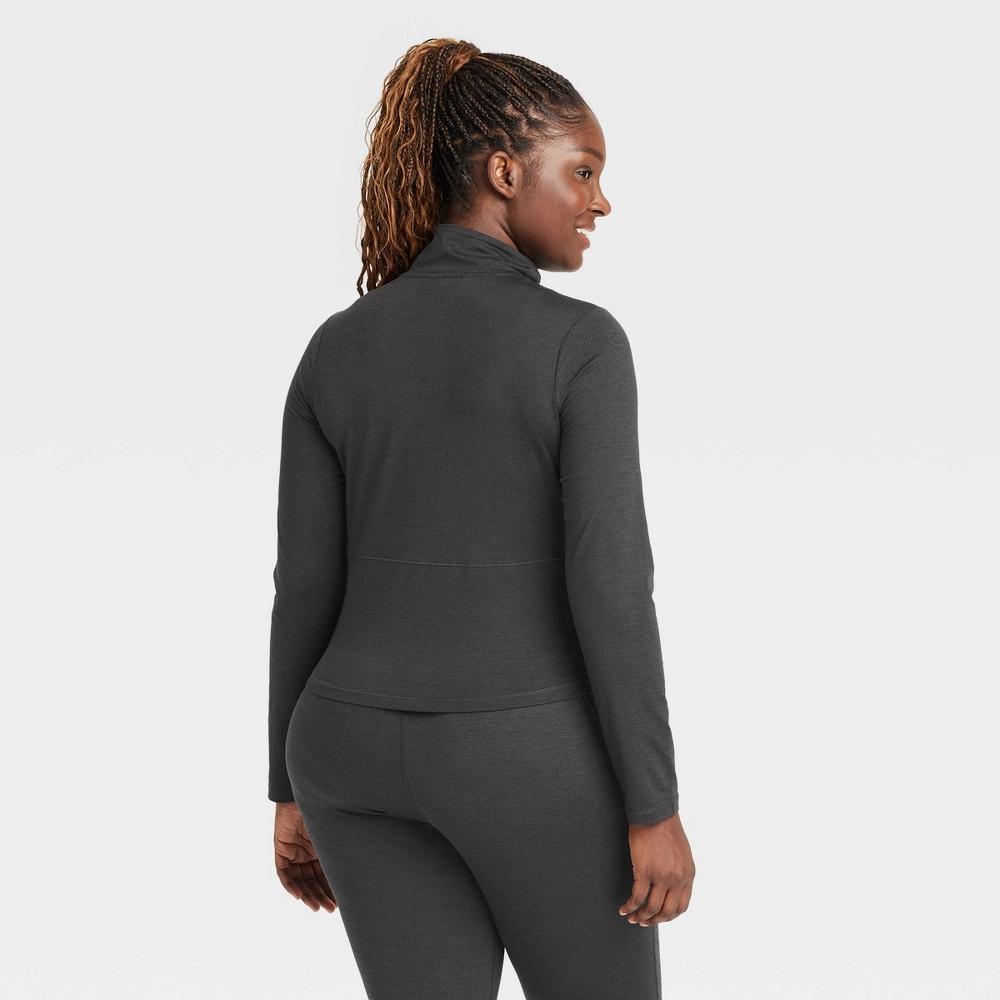 Womens Soft Stretch Full Zip Jacket - All In Motion Heathered Black L Product Image