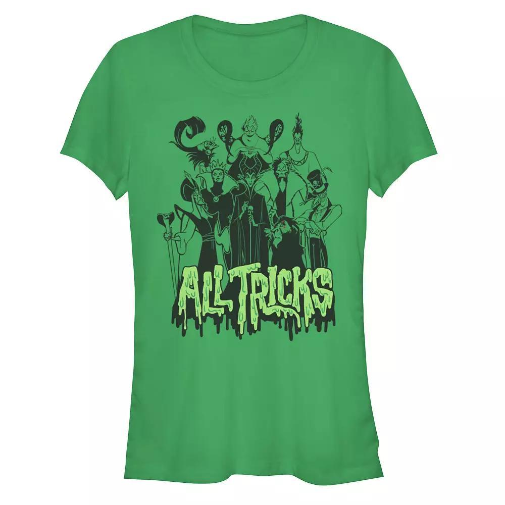 Disney Villains Lineup All Tricks Juniors' Fitted Graphic Tee, Girl's, Size: Medium, Kelly Product Image