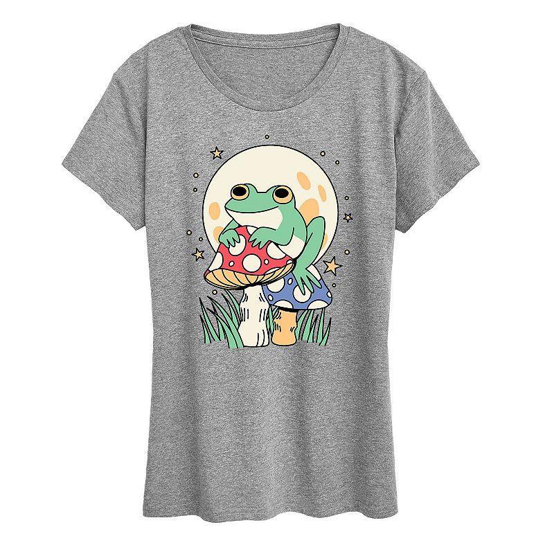 Women's Frog And Mushrooms Graphic Tee, Girl's, Size: XXL, Grey Gray Product Image