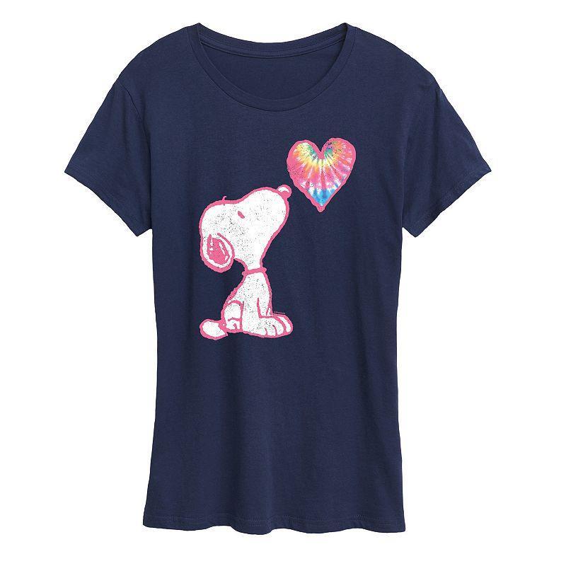 Womens Peanuts Pastel Rainbow Heart Graphic Tee, Girls Heather Grey Product Image