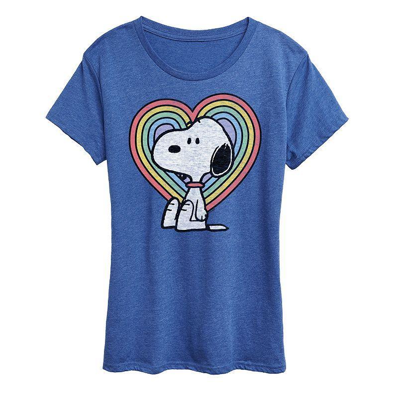 Women's Peanuts Snoopy Pastel Heart Graphic Tee, Girl's, Size: Large, Grey Gray Product Image