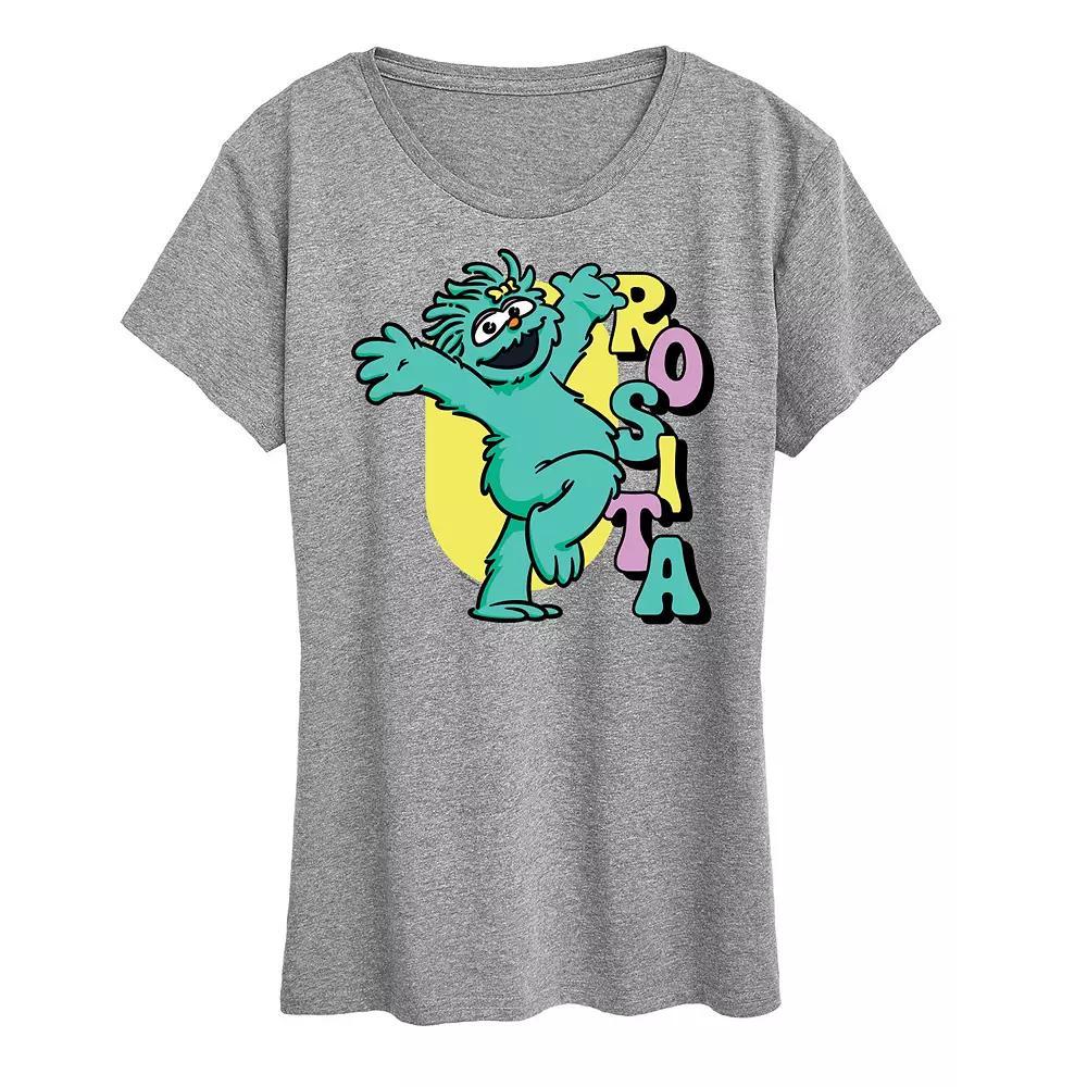 Women's Sesame Street Rosita Hands Up Graphic Tee, Size: Large, Grey Gray Product Image