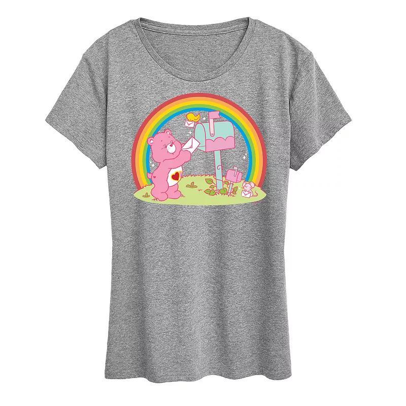 Women's Care Bears Love A Lot Bear Graphic Tee, Size: Large, Grey Gray Product Image