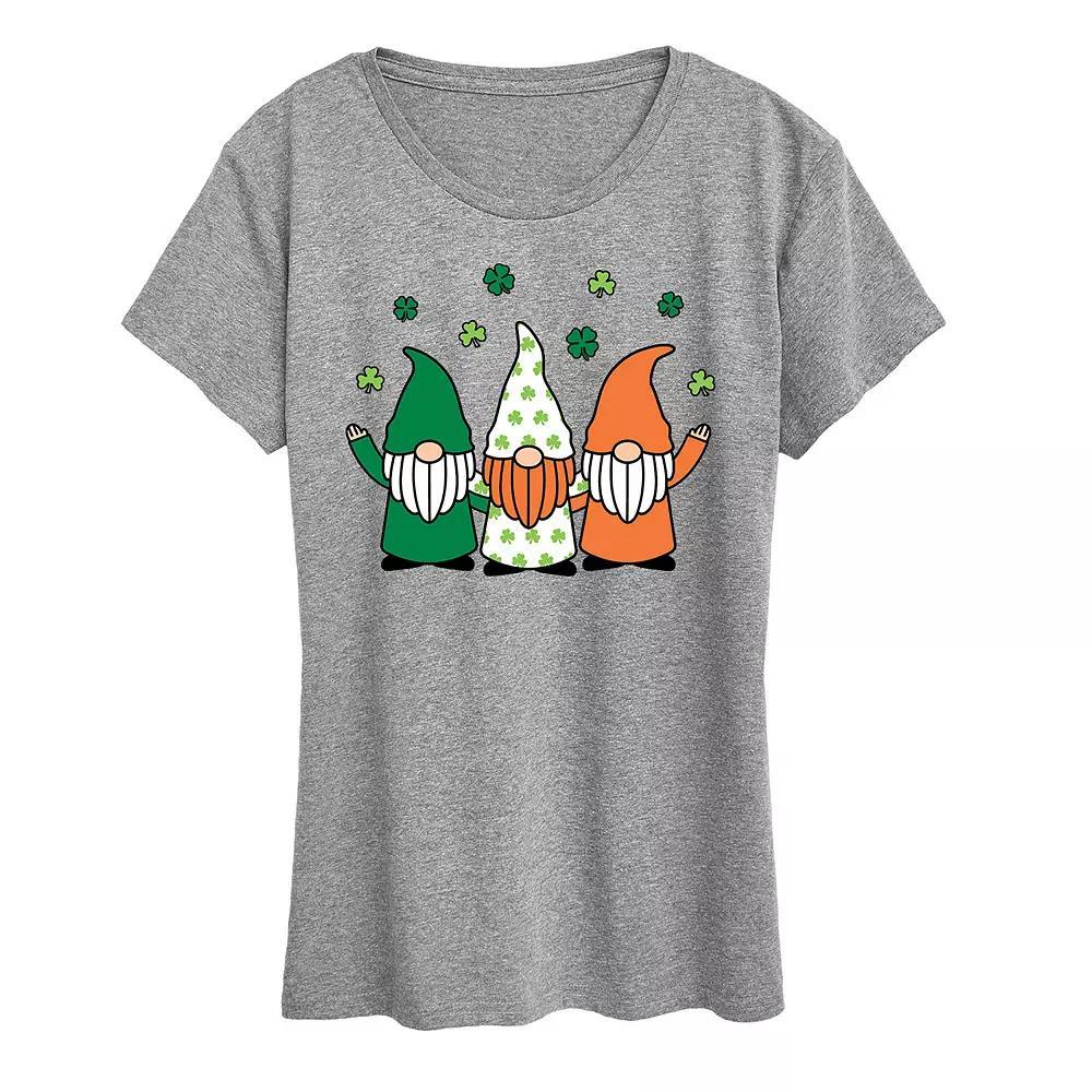 Women's Irish Gnomes Graphic Tee, Size: Large, Grey Gray Product Image