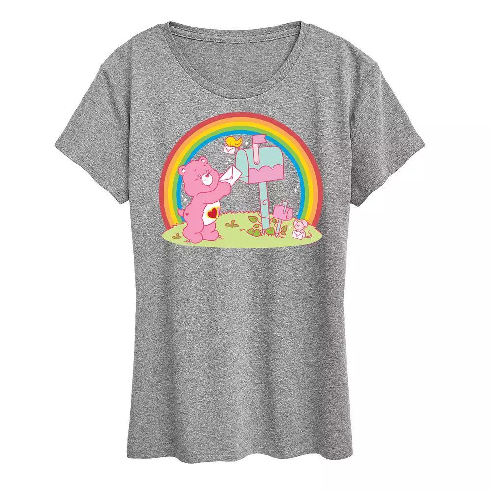 Women's Care Bears Love A Lot Bear Graphic Tee, Size: Large, Grey Gray Product Image