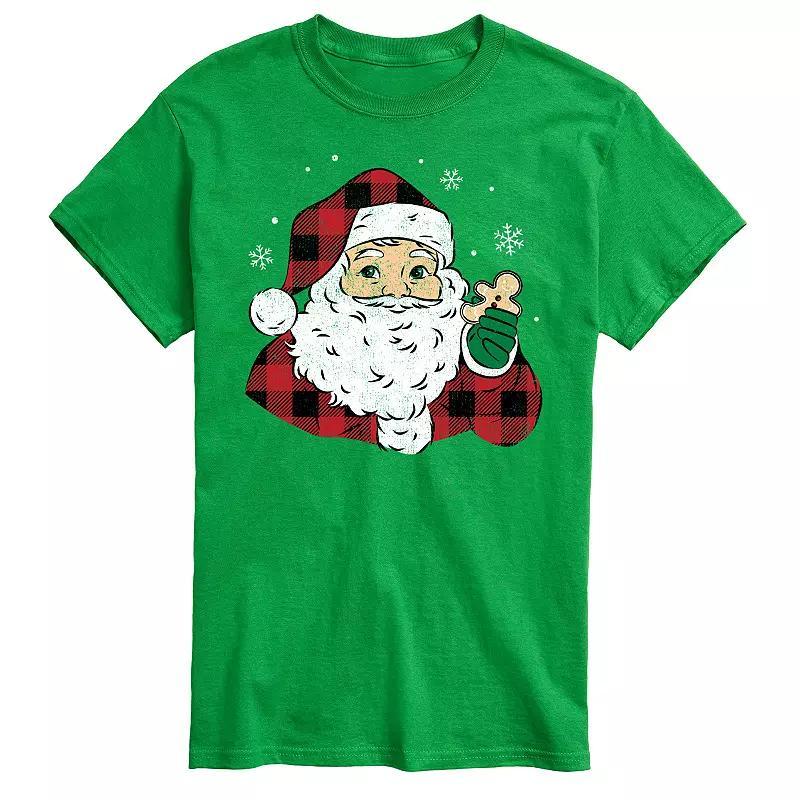 Men's Vintage Santa Plaid Cookie Graphic Tee,  Product Image
