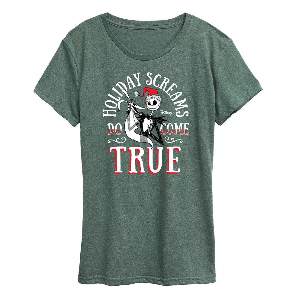 Disney's Nightmare Before Christmas Women's Screams Come True Graphic Tee, Girl's, Size: XXL, Grey Green Product Image