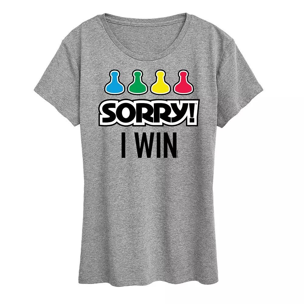 Women's Sorry Sorry I Win Tee Graphic Tee by Hasbro, Size: XL, Grey Gray Product Image