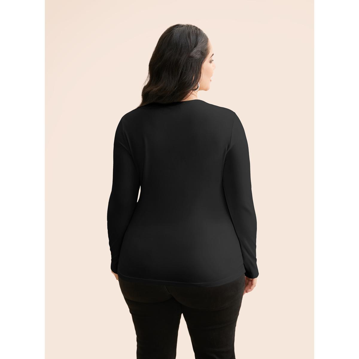 Plus Size Supersoft Essentials Solid Square Neck T-shirt Black Women Casual Non Square Neck Skinny Everyday T-shirts BloomChic 18-20/2X Product Image