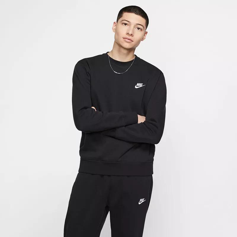 Men's Nike Club Fleece Crew, Size: Large, White Black Product Image