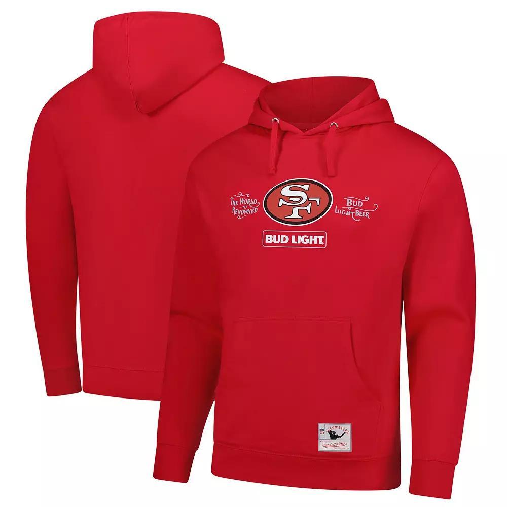 Men's Mitchell & Ness Scarlet San Francisco 49ers NFL x Bud Light Vintage Pullover Hoodie,  Product Image