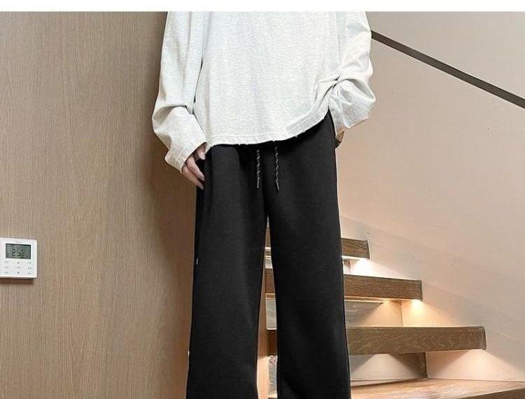 Mid Rise Plain Wide Leg Pants Product Image