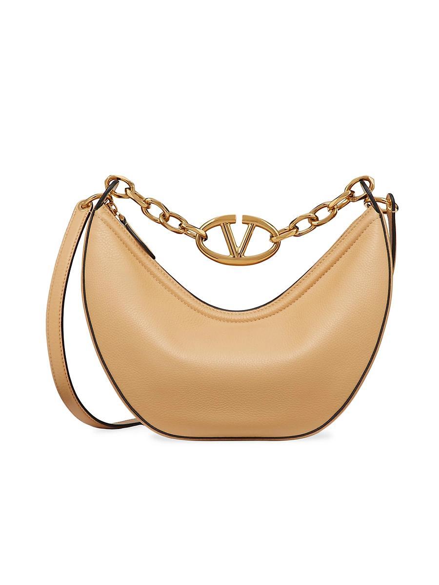 Womens Small VLogo Moon Hobo Bag In Leather With Chain Product Image