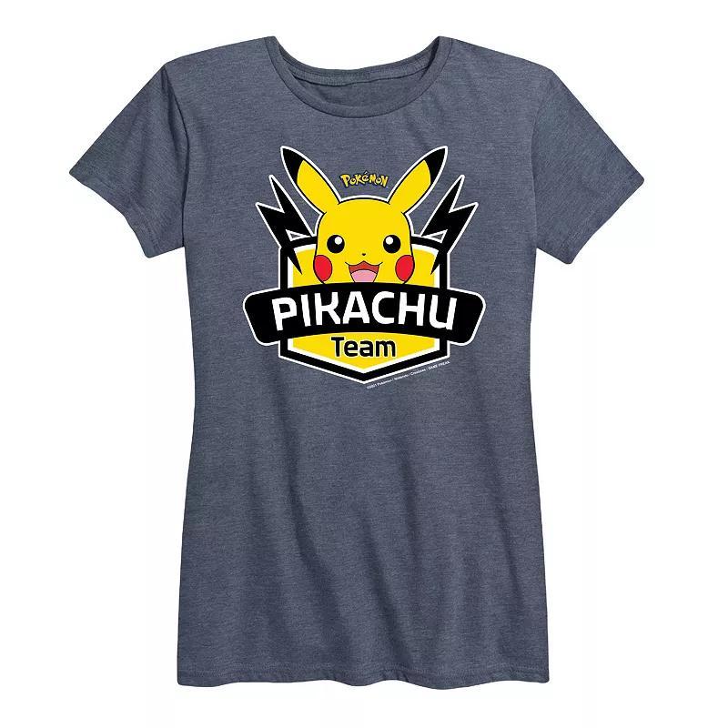 Plus Pokemon Team Pikachu Graphic Tee, Womens Grey Royal Blue Product Image