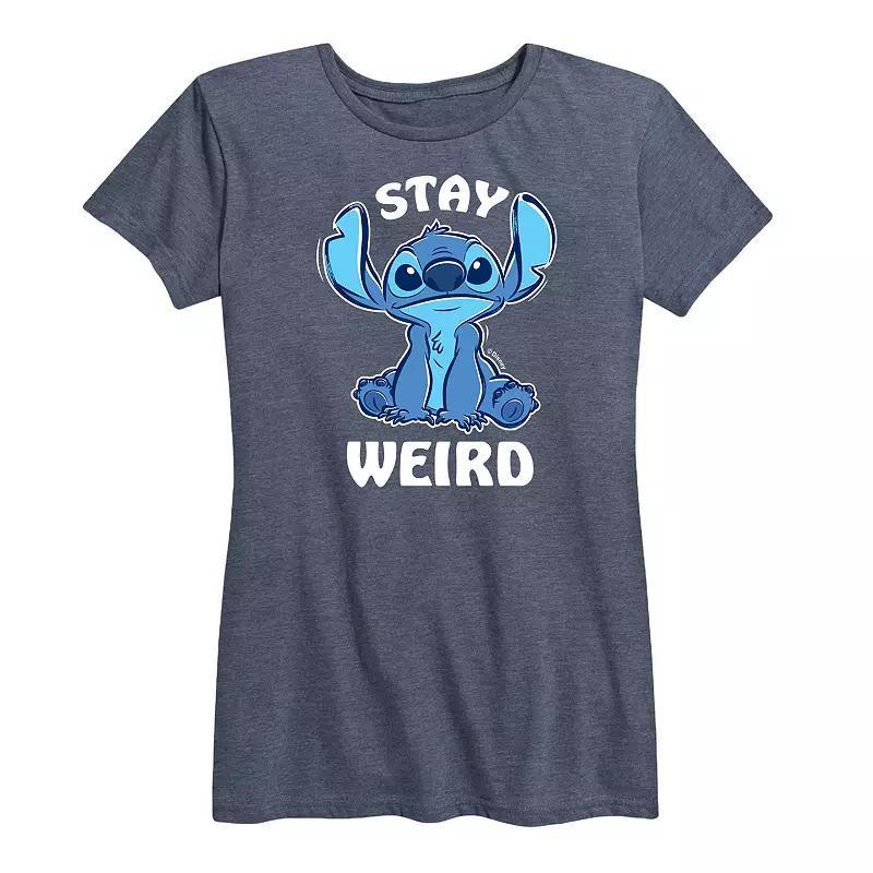 Disney's Lilo & Stitch Women's Stay Weird Graphic Tee, Size: Large, Grey Blue Product Image