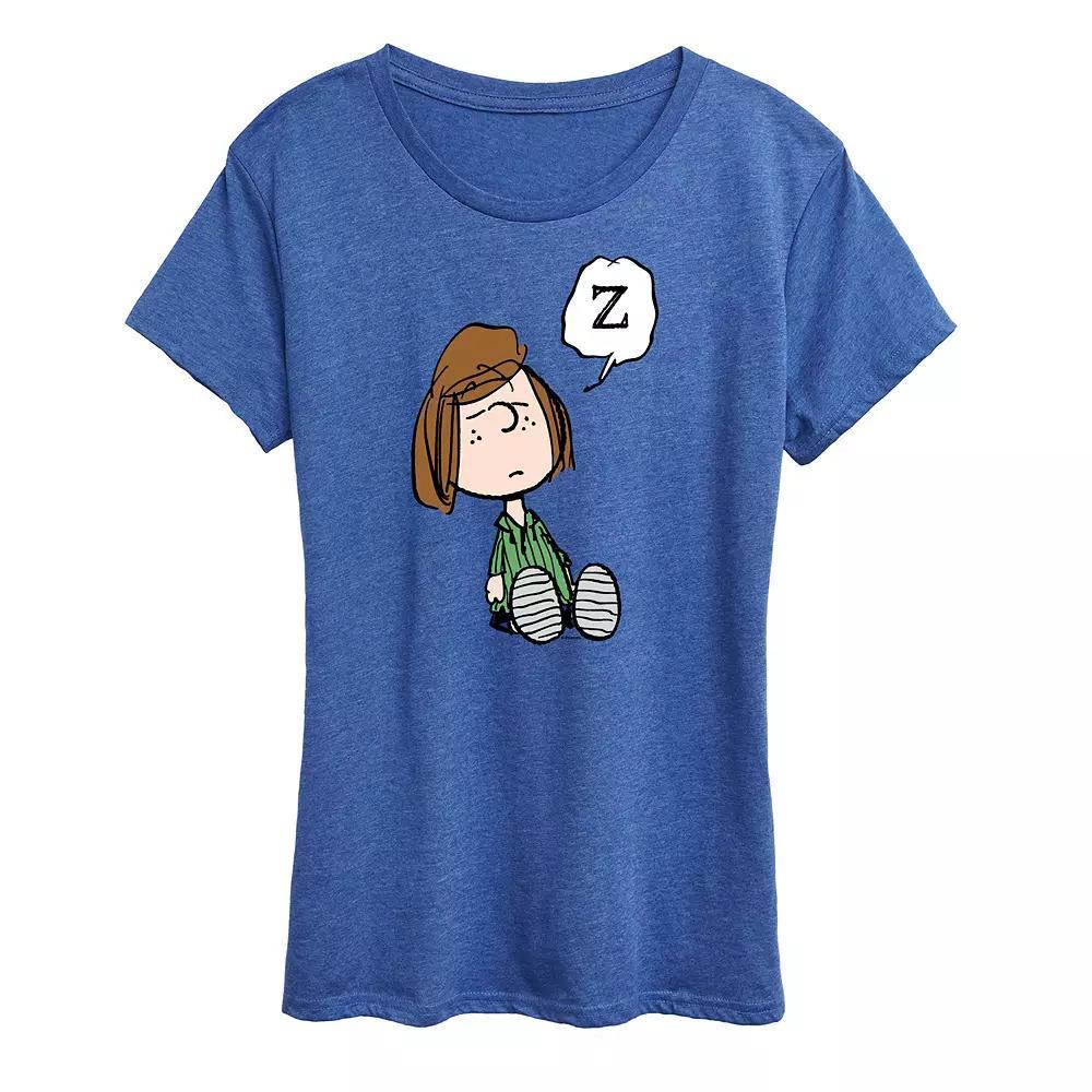 Women's Peanuts Peppermint Patty Doze Graphic Tee, Size: XXL, Grey Royal Blue Product Image