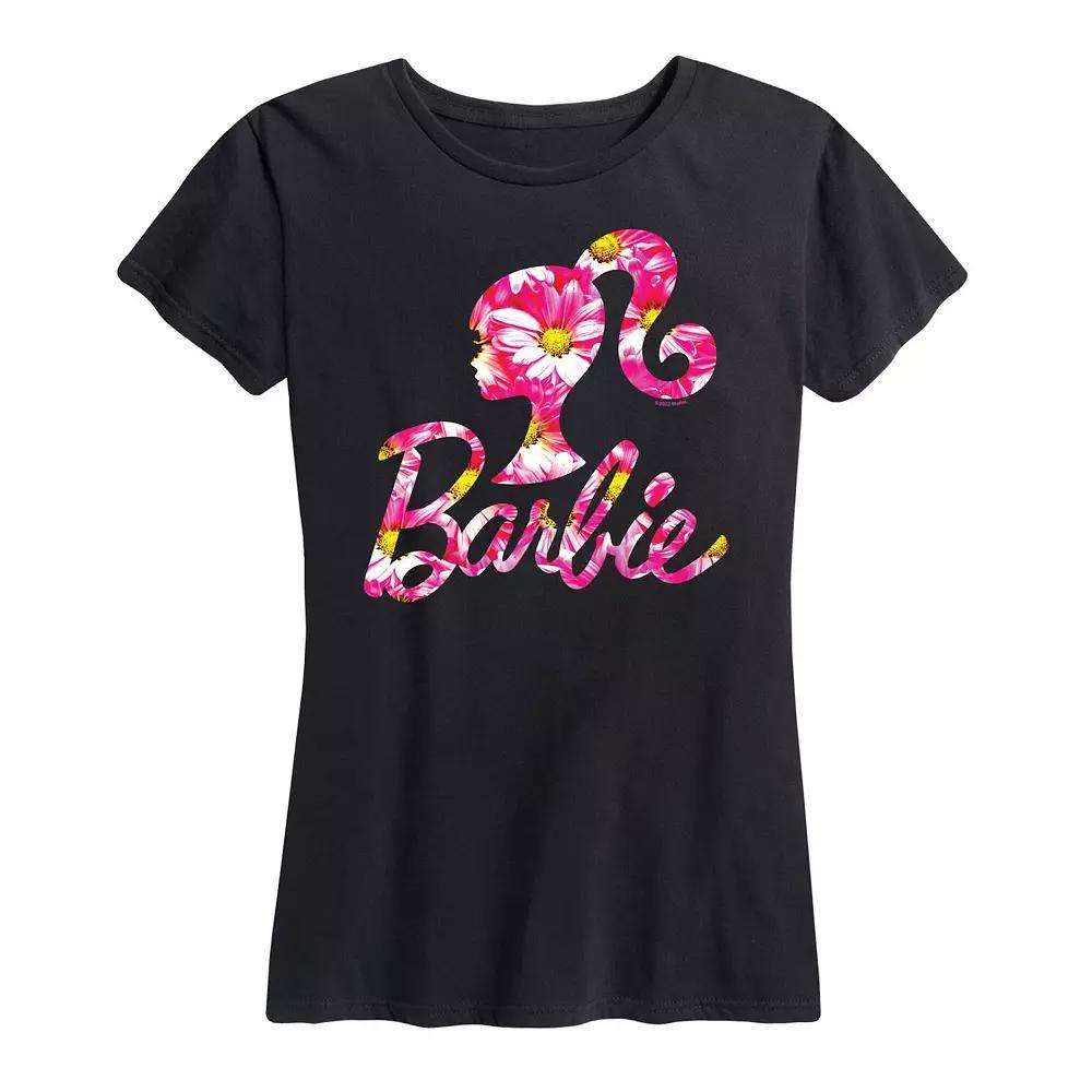 Women's Barbie Logo Pink Daisy Pattern Graphic Tee,  Product Image