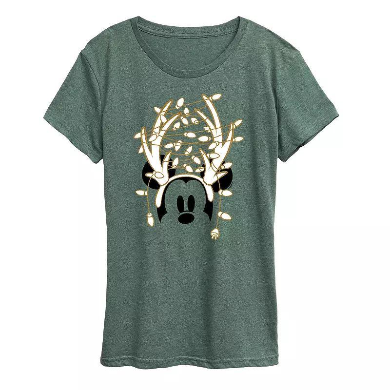 Disney's Mickey Mouse Women's Glitter Antlers Graphic Tee, Girl's,  Product Image